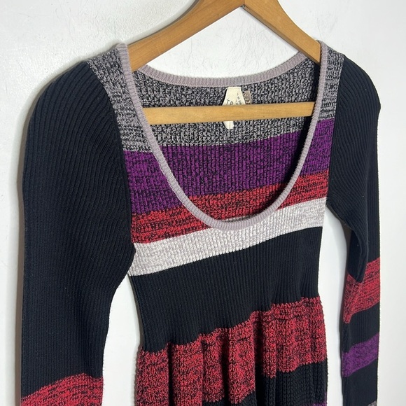 WE THE FREE People Striped Waffle Knit Scoop neck long sleeve peplum top - Picture 3 of 10